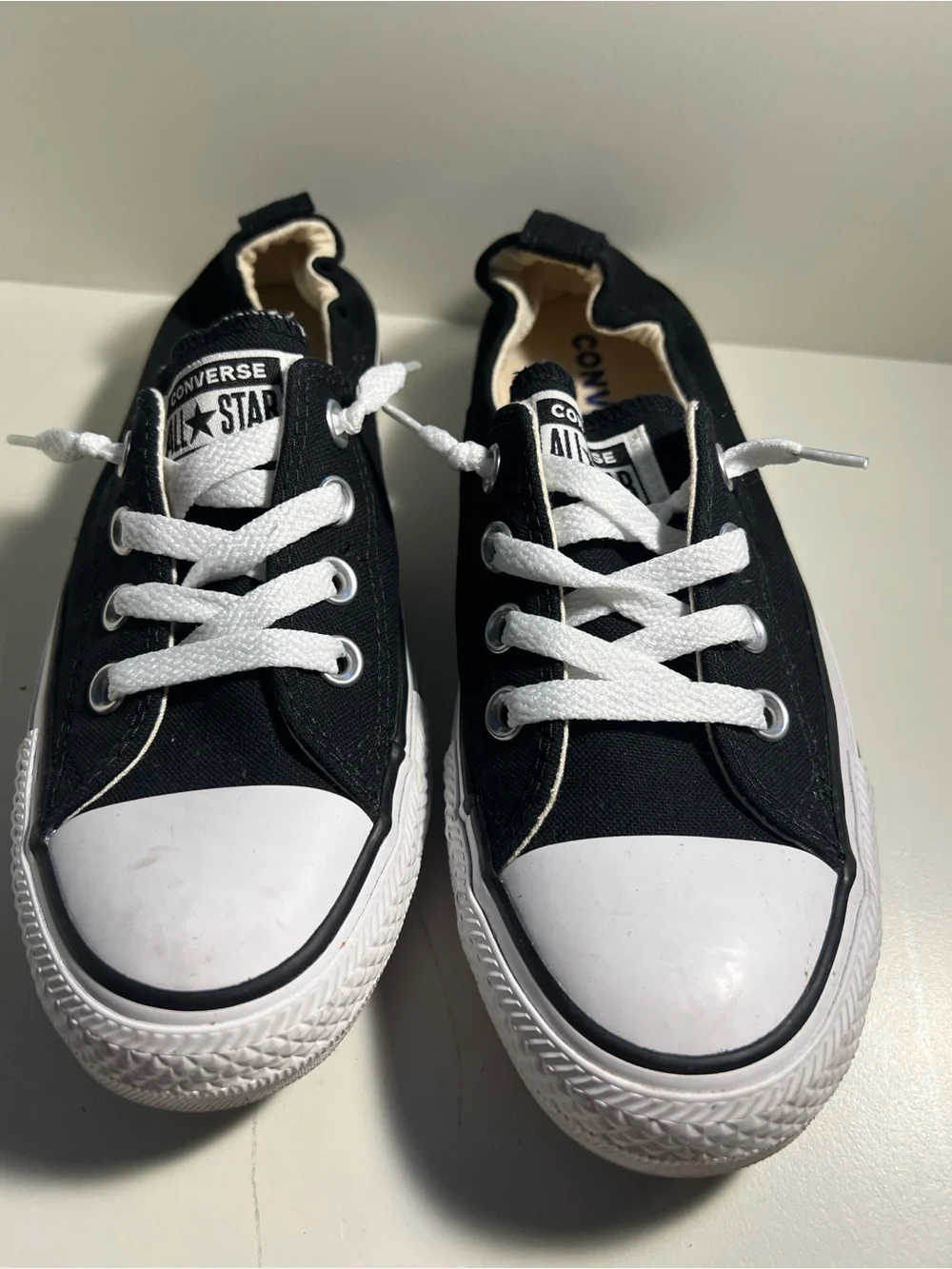 Converse Kids Black Low Top Canvas Sneakers with White Accents